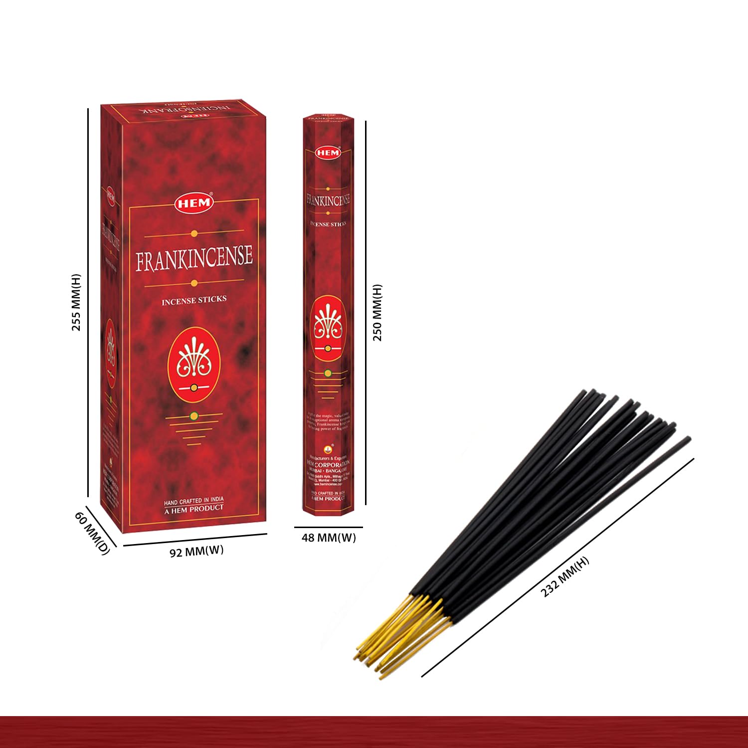 Frankincense - Box of Six 20 Sticks Tubes, 120 Sticks Total - HEM Incense From India