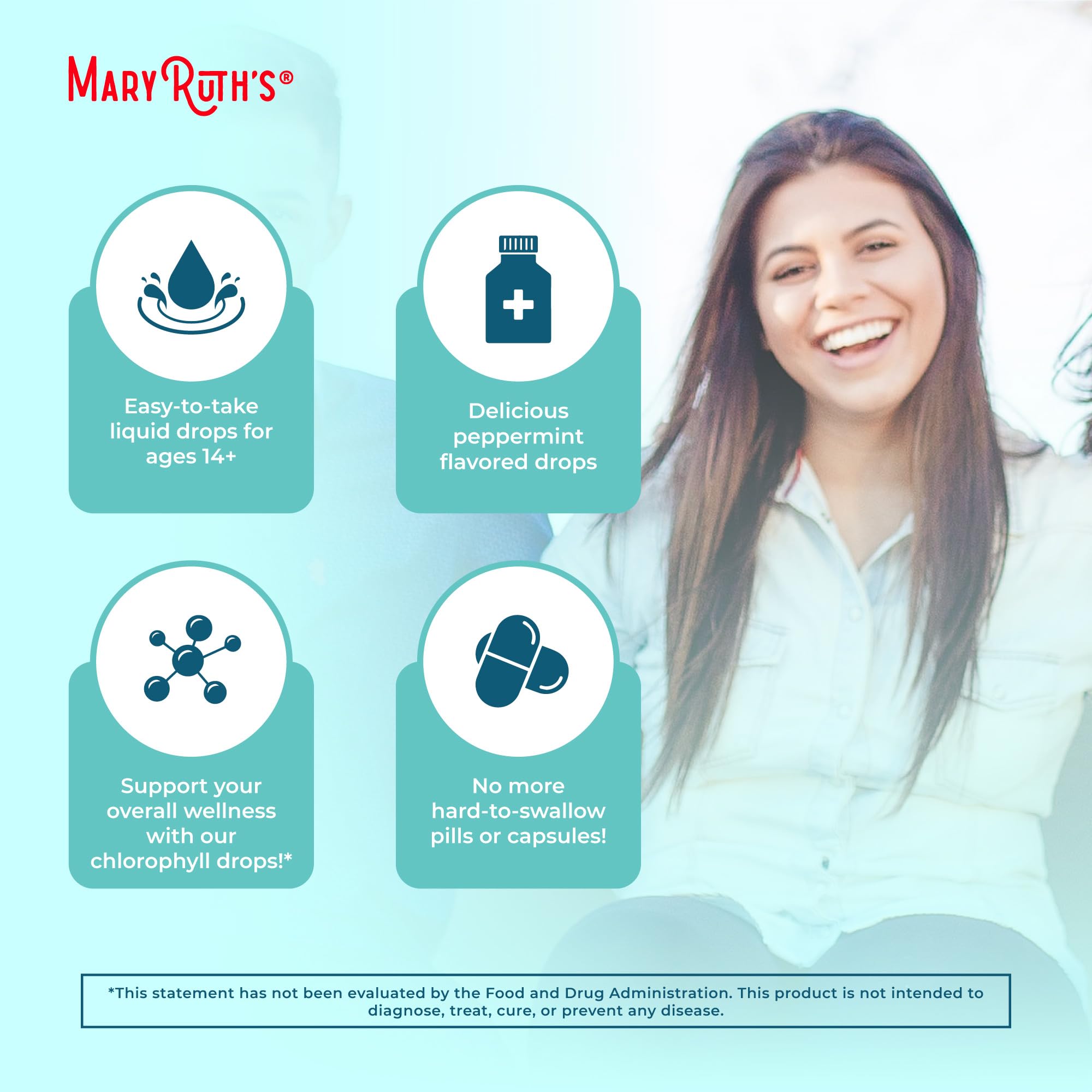 MaryRuth Organics Chlorophyll Liquid Drops | Clean Label Project Certified® | Vegan | Non-Diluted Liquid Chlorophyll| Mulberry Derived Supplement for 14+ | Non-GMO | Delicious Minty Flavor | 2 Fl Oz