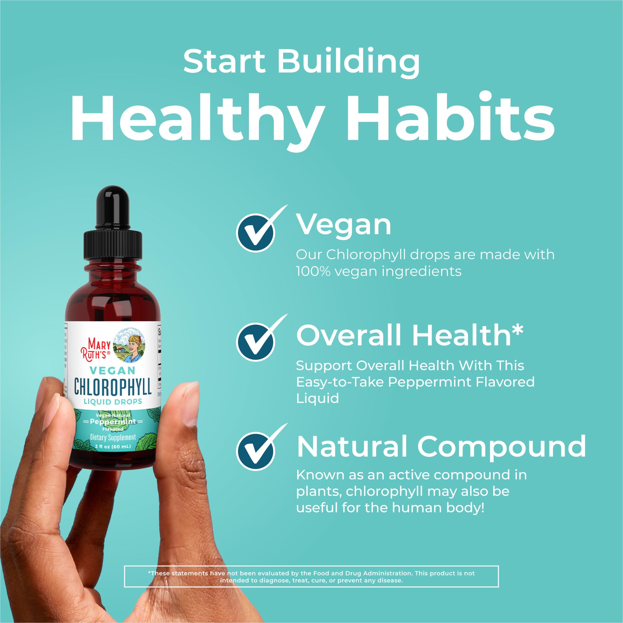MaryRuth Organics Chlorophyll Liquid Drops | Clean Label Project Certified® | Vegan | Non-Diluted Liquid Chlorophyll| Mulberry Derived Supplement for 14+ | Non-GMO | Delicious Minty Flavor | 2 Fl Oz
